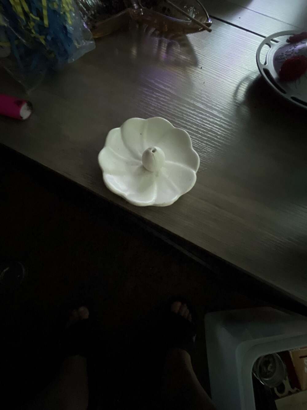 White Flower Ceramic Incense Holder